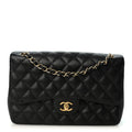 Caviar Quilted Jumbo Double Flap Black