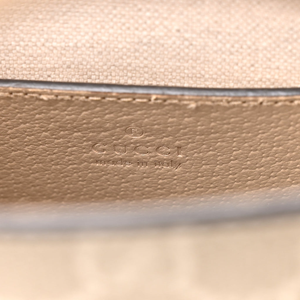 GG Supreme Monogram Textured Dollar Calfskin Mini Retro Interlocking G Tote Bag Beige Mystic White Oatmeal