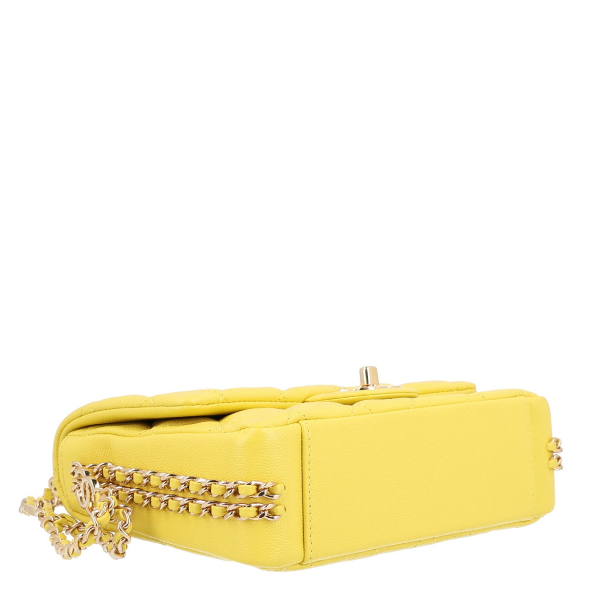 Caviar Quilted Mini CC You Flap Yellow