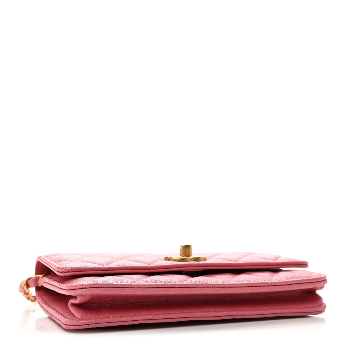 Caviar Quilted CC Turnlock Wallet On Chain WOC Pink