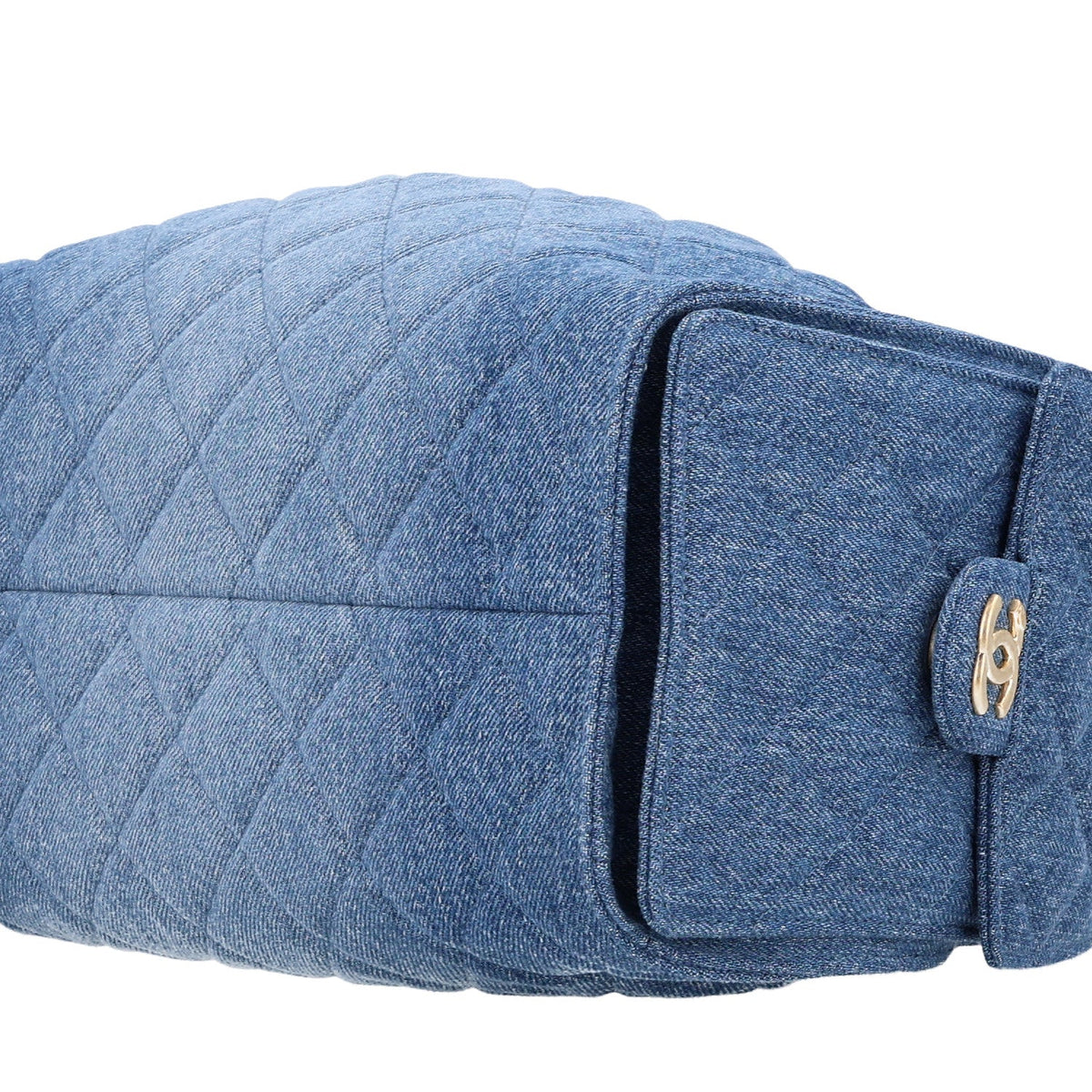 Washed Denim Quilted Small Chanel 25 Handbag Blue