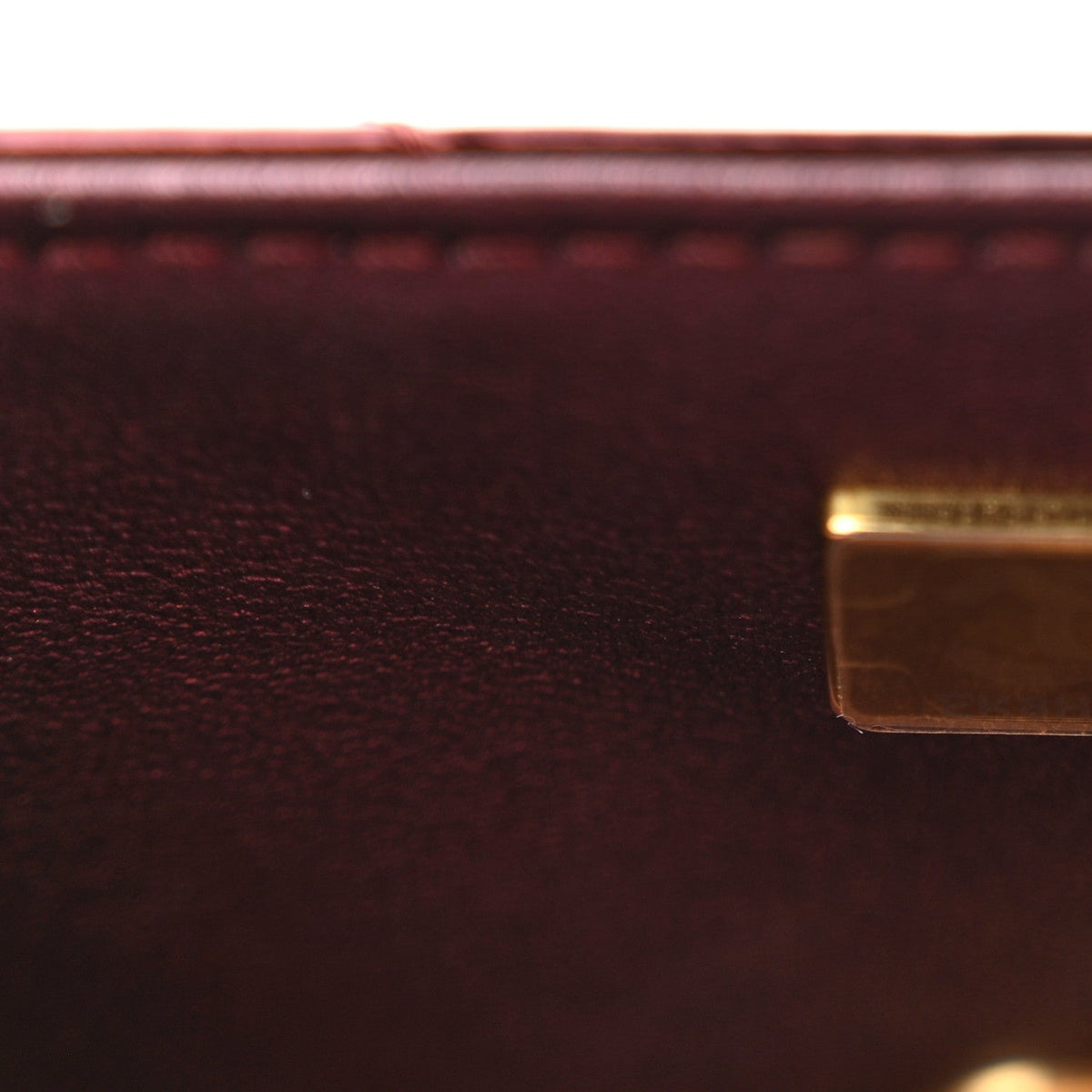 Metallic Mirror Calfskin Large Top Handle Clutch With Chain  Burgundy