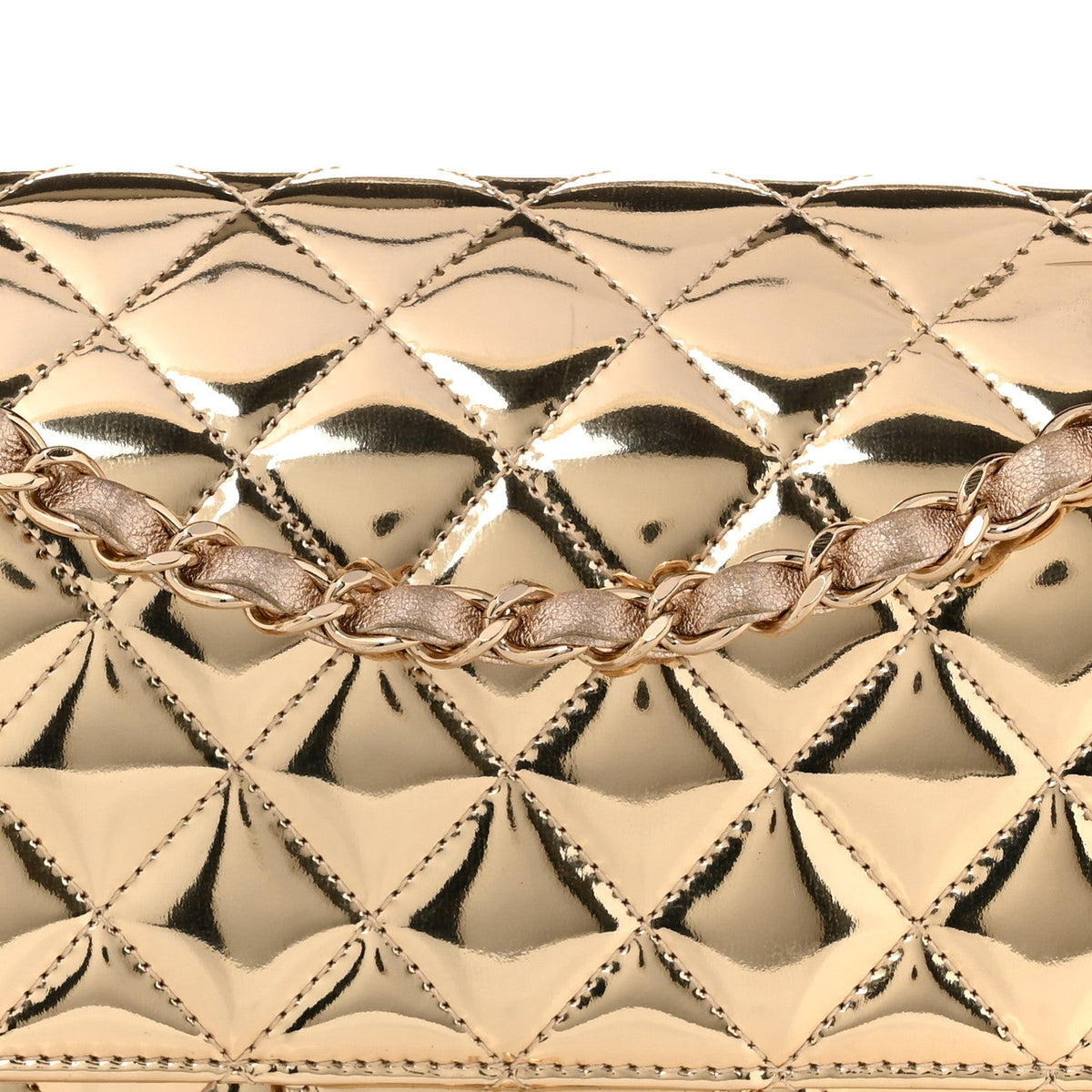 Mirror Calfskin Metallic Calfskin Medium Hollywood Boulevard Flap With Star Coin Purse Light Gold