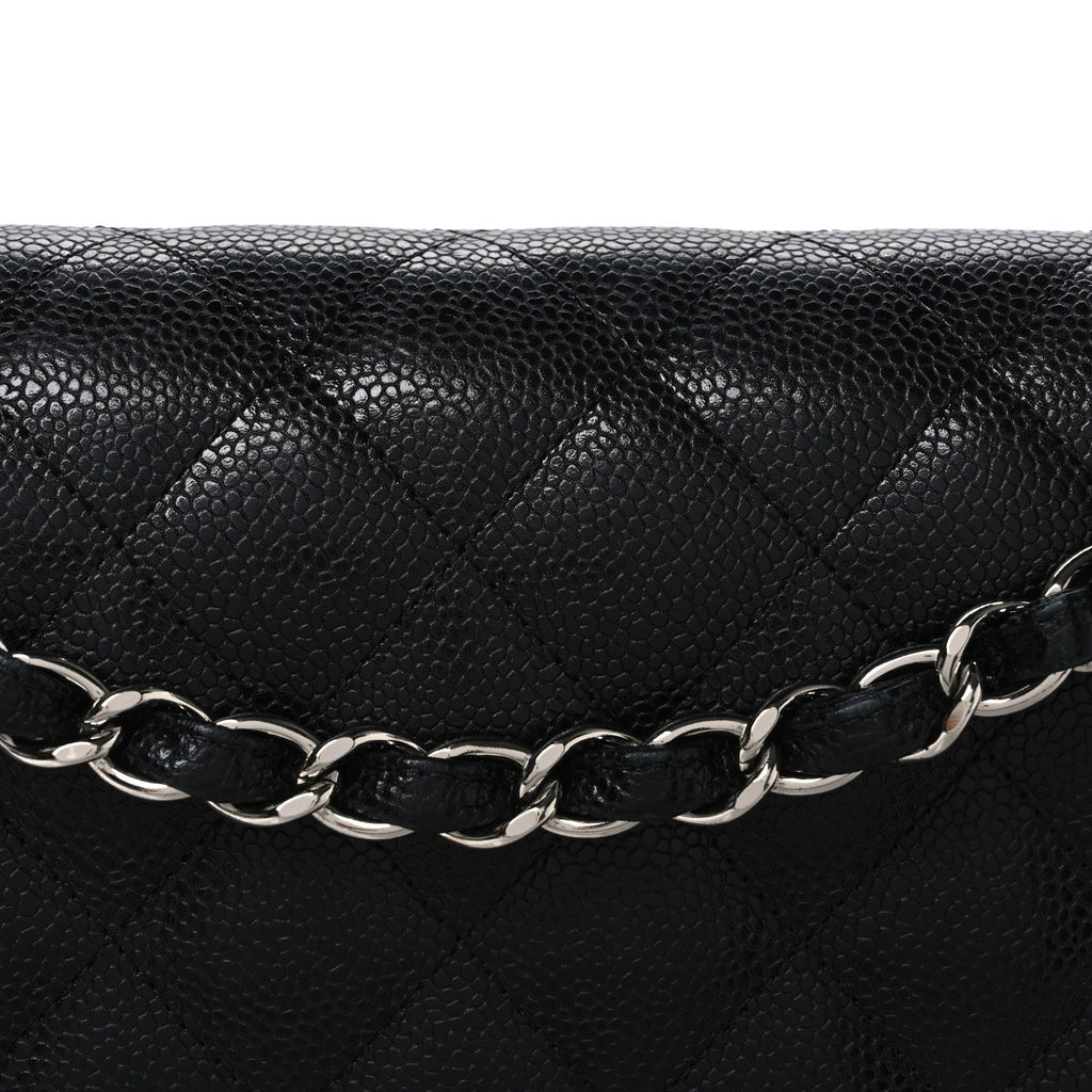 Caviar Quilted Jumbo Double Flap Black