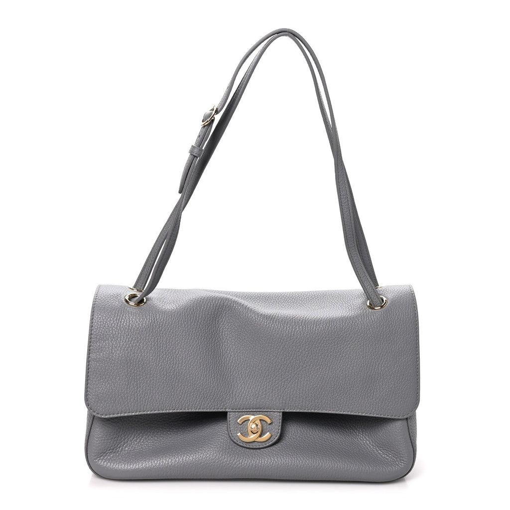 Grained Calfskin Small Souplissimo Maxi Flap Grey