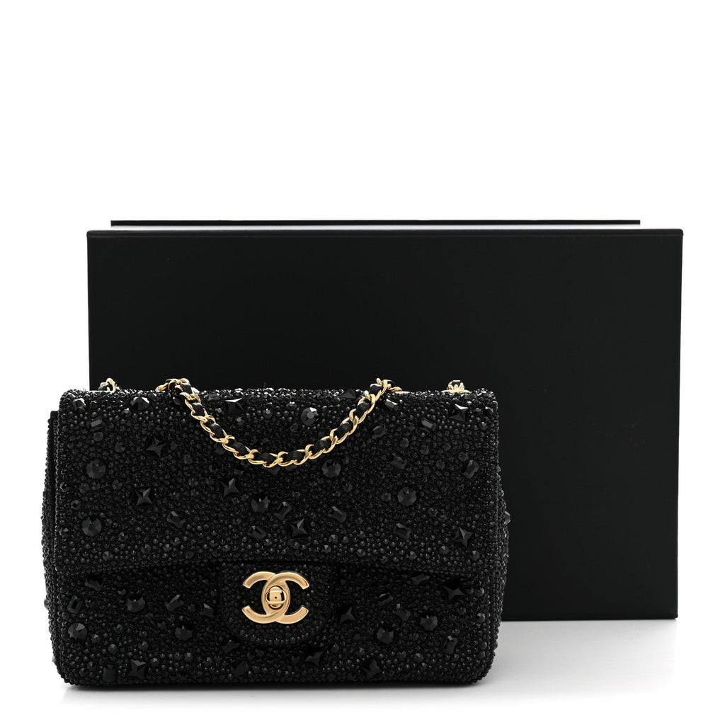 Strass Evening Flap Bag Black
