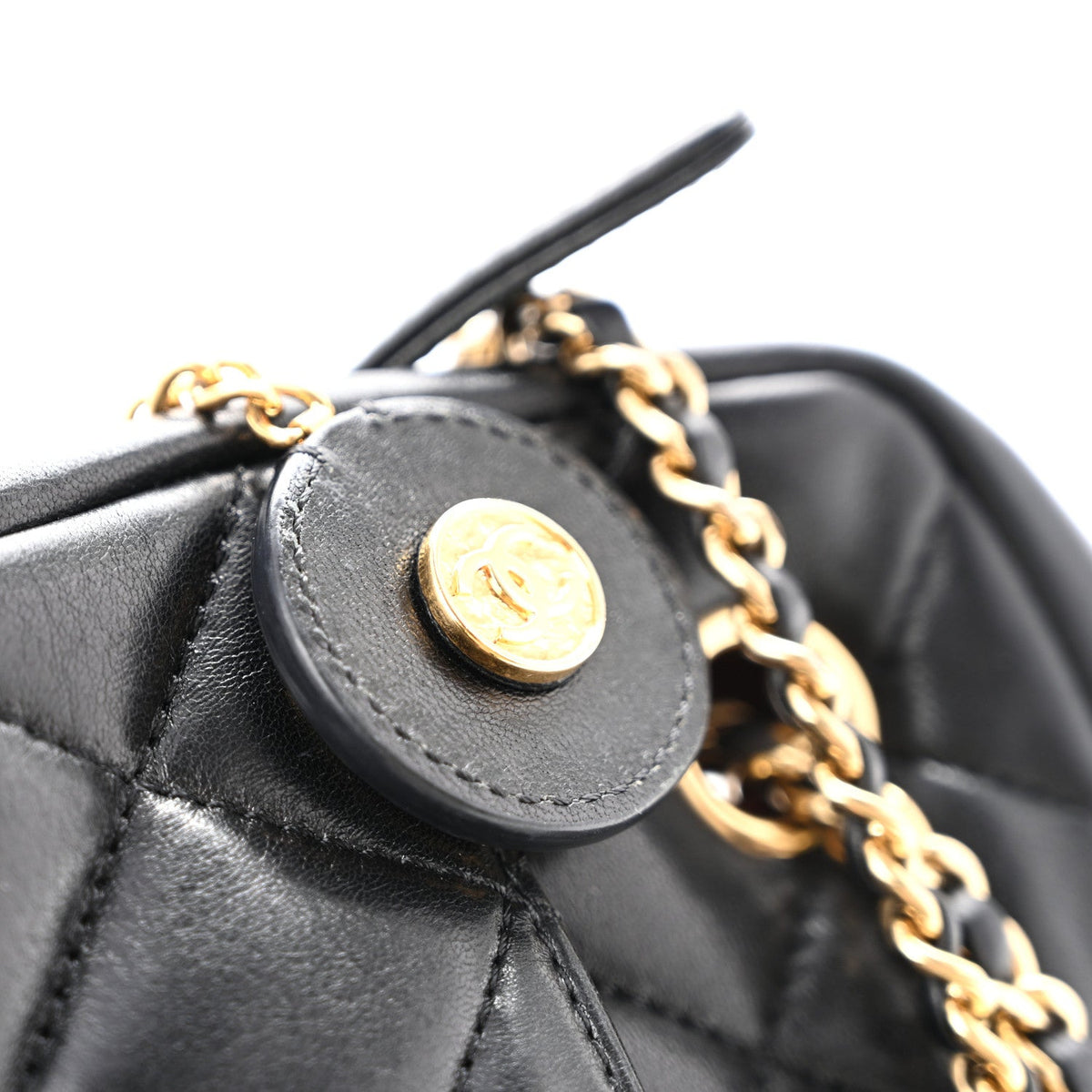 Lambskin Quilted Large Camera Case Black