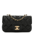 Lambskin Quilted Extra Mini Flap Black