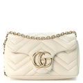 Lambskin Matelasse Mini GG Marmont Shoulder Bag White