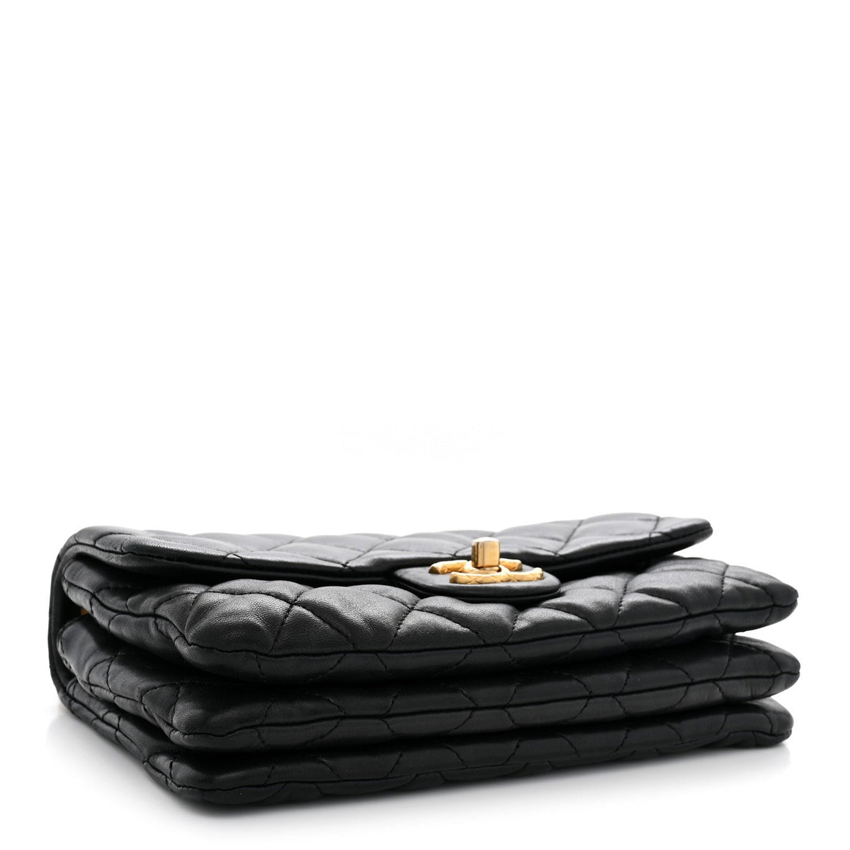 Lambskin Quilted Small Pillow Crush Flap Black