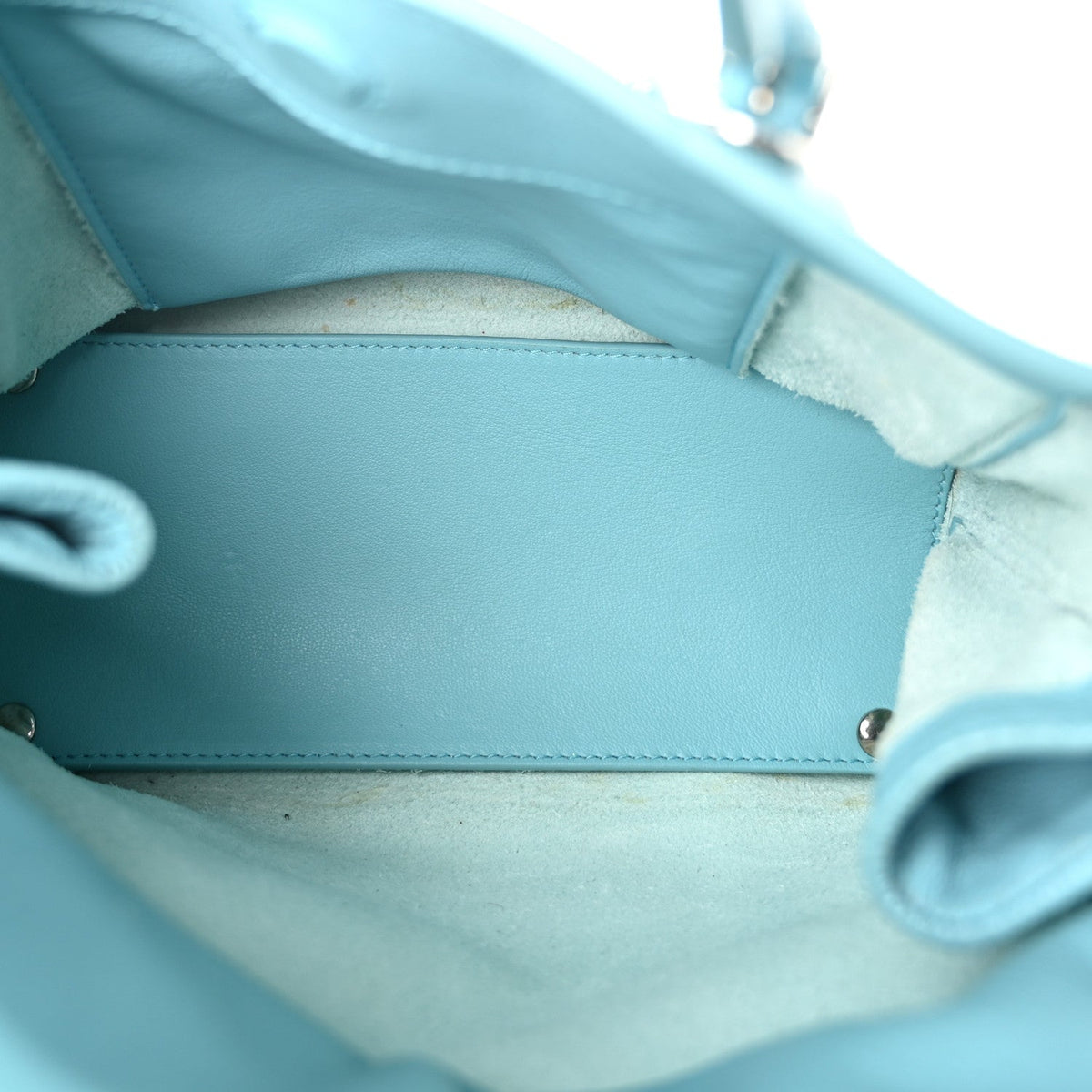 Supple Calfskin Papier Mini A4 Zip Around Tote Bleu Caraibes
