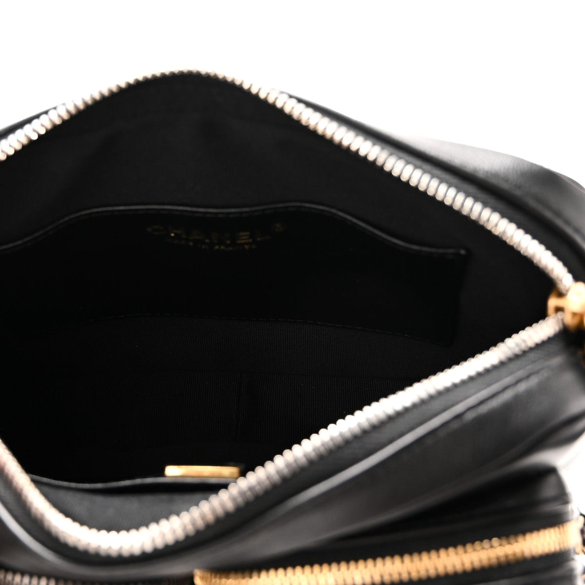 Calfskin Quilted Large Camera Case Black Black