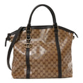 Crystal Monogram Large GG Charm Dome Satchel Dark Brown