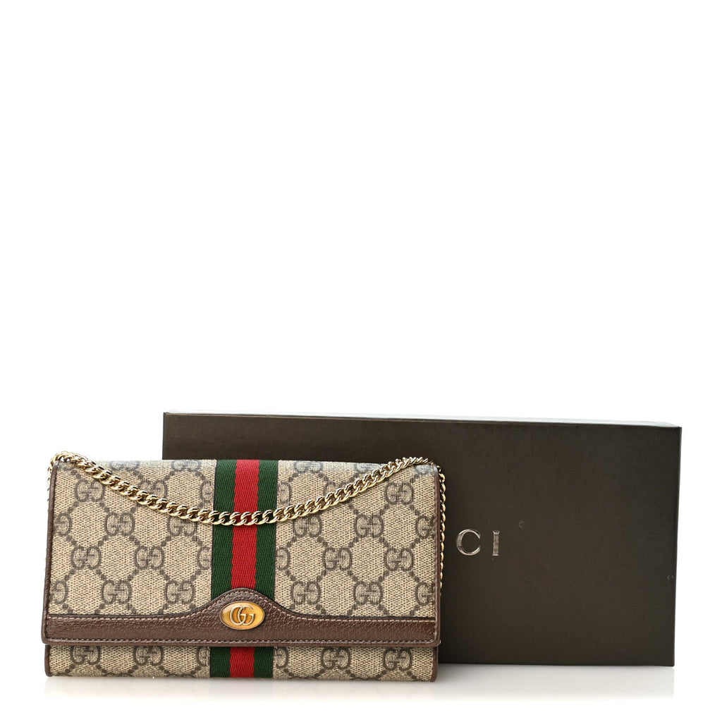 GG Supreme Monogram Web Ophidia Wallet On Chain Brown