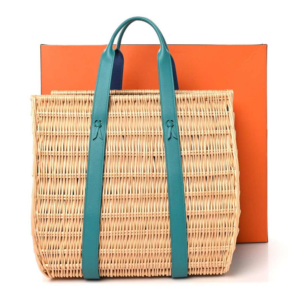 Epsom Wicker Basket Bag GM  Vert Verone Naturel