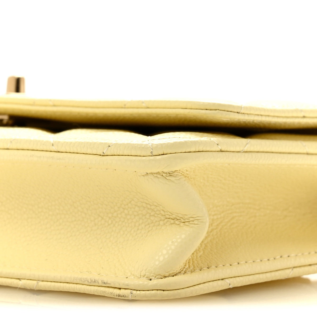 Caviar Quilted CC Turn Lock Wallet On Chain WOC Light Yellow