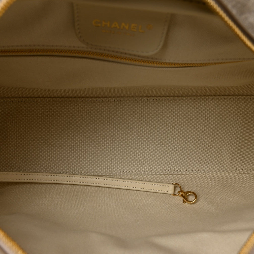 Suede Calfskin Large Perfect Bowling Bag Grey