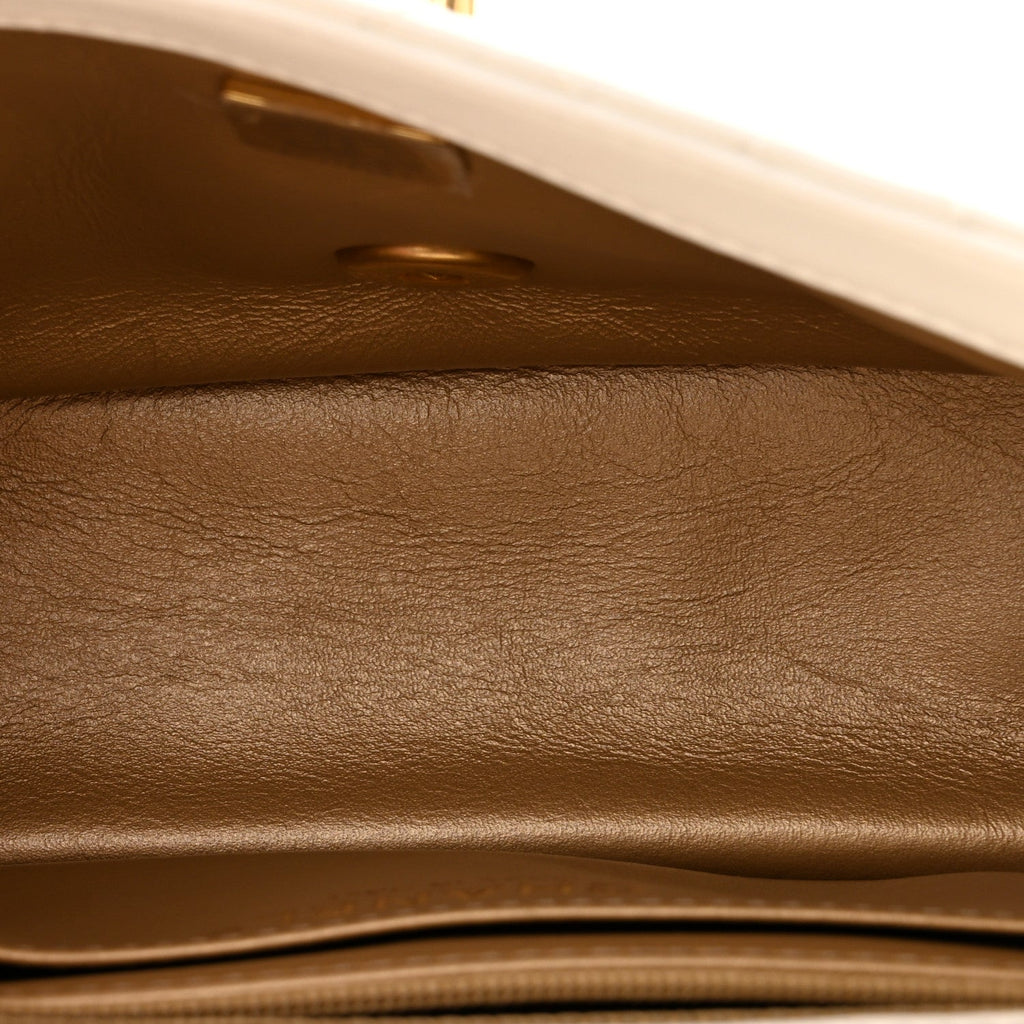 Lambskin Quilted Mini Pearl Crush Flap White