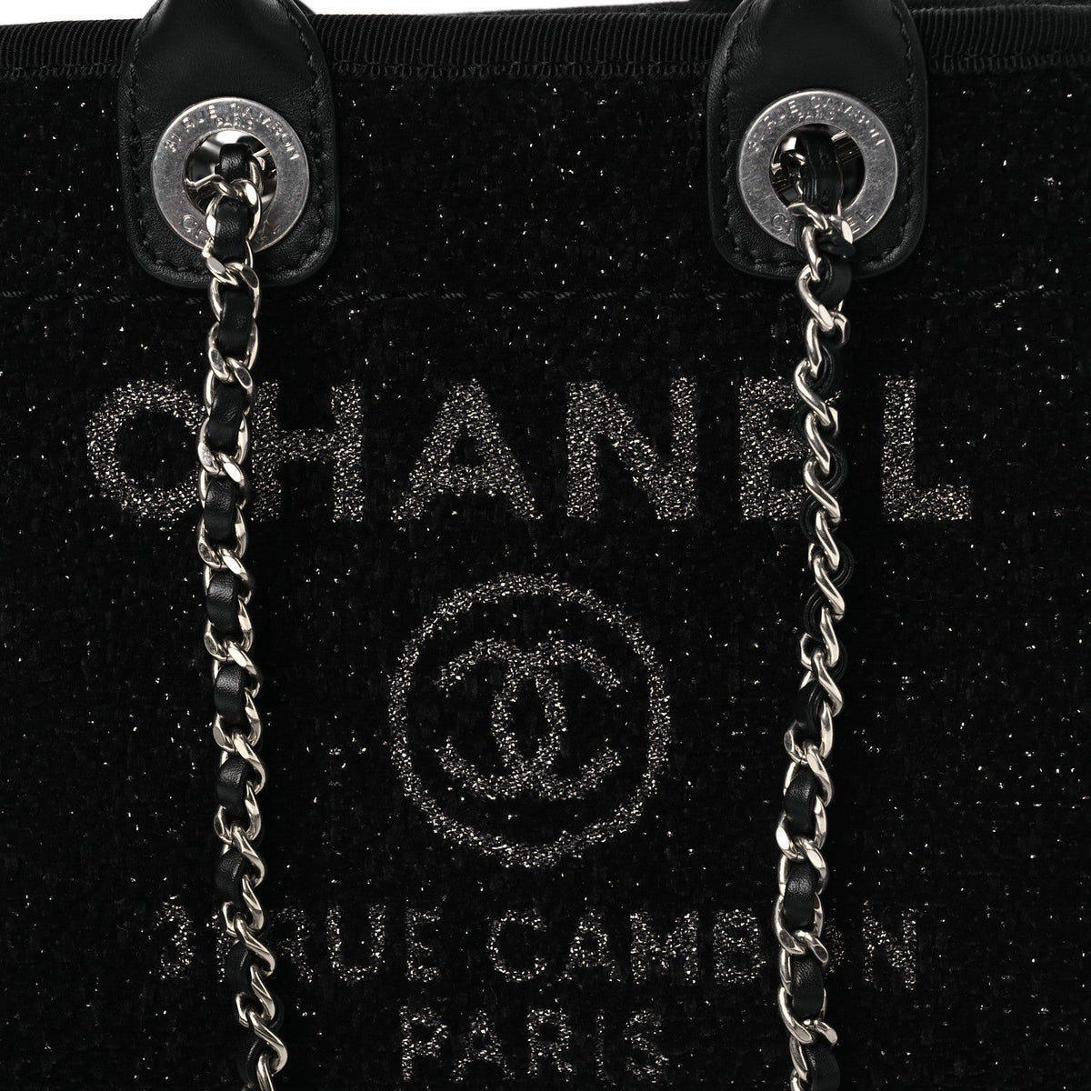 Lurex Canvas Mini Deauville Tote Black