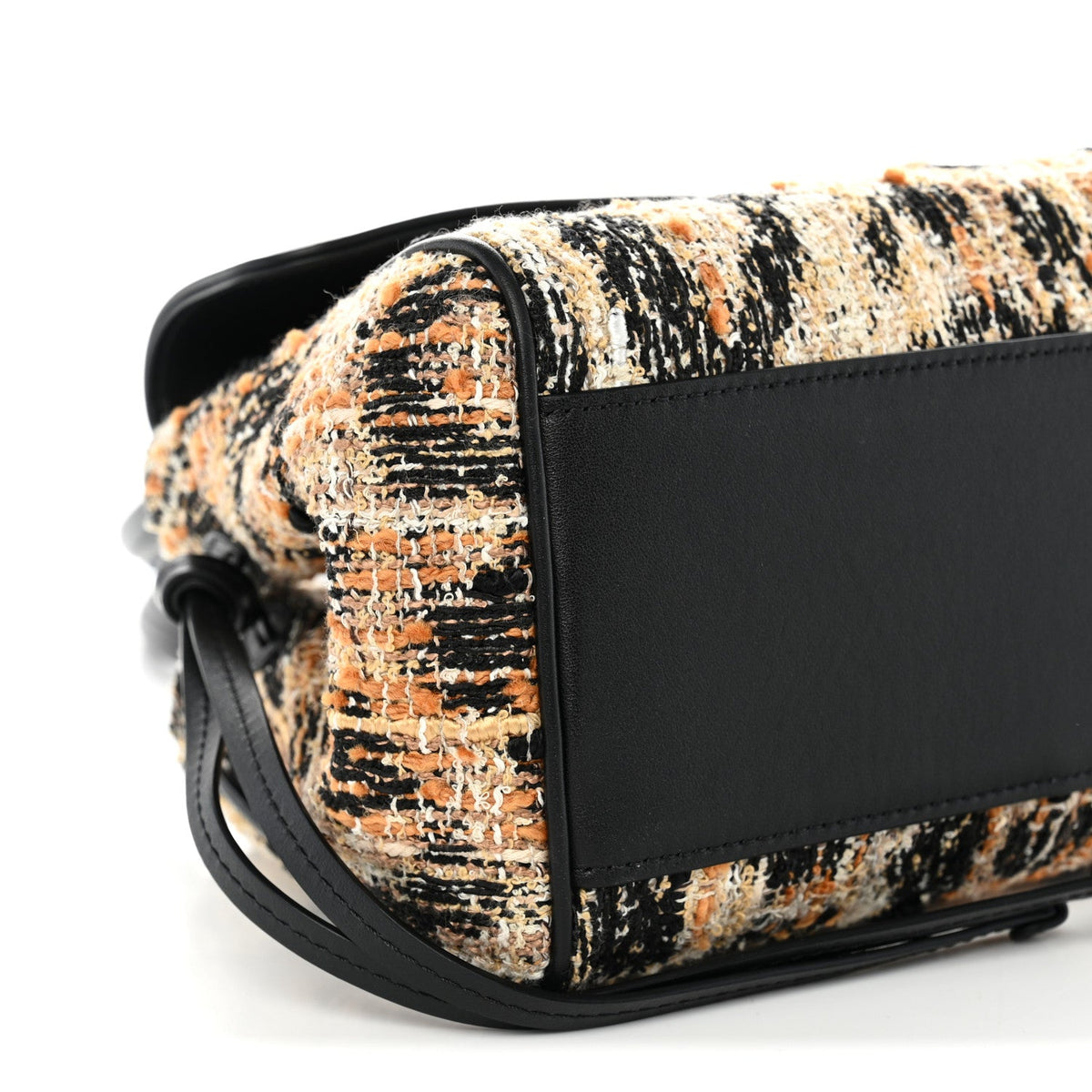 Calfskin Tweed Mixed Fibers Leopard Print Urban Essentials Small Shopping Bag Brown Black White