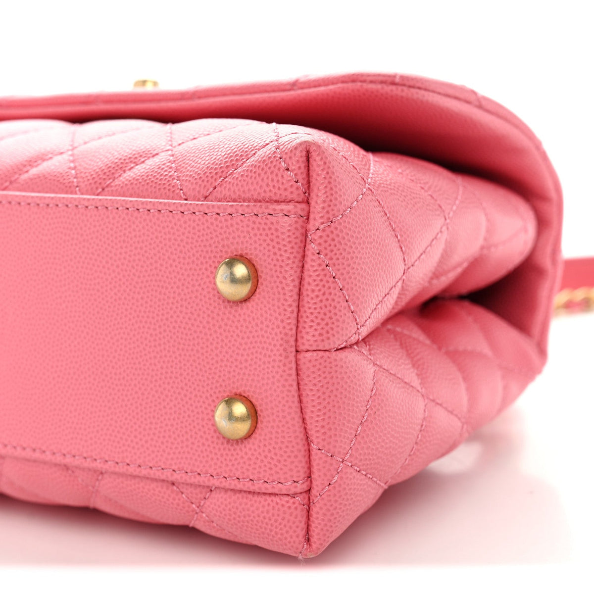 Caviar Lizard Embossed Quilted Mini Coco Handle Flap Pink