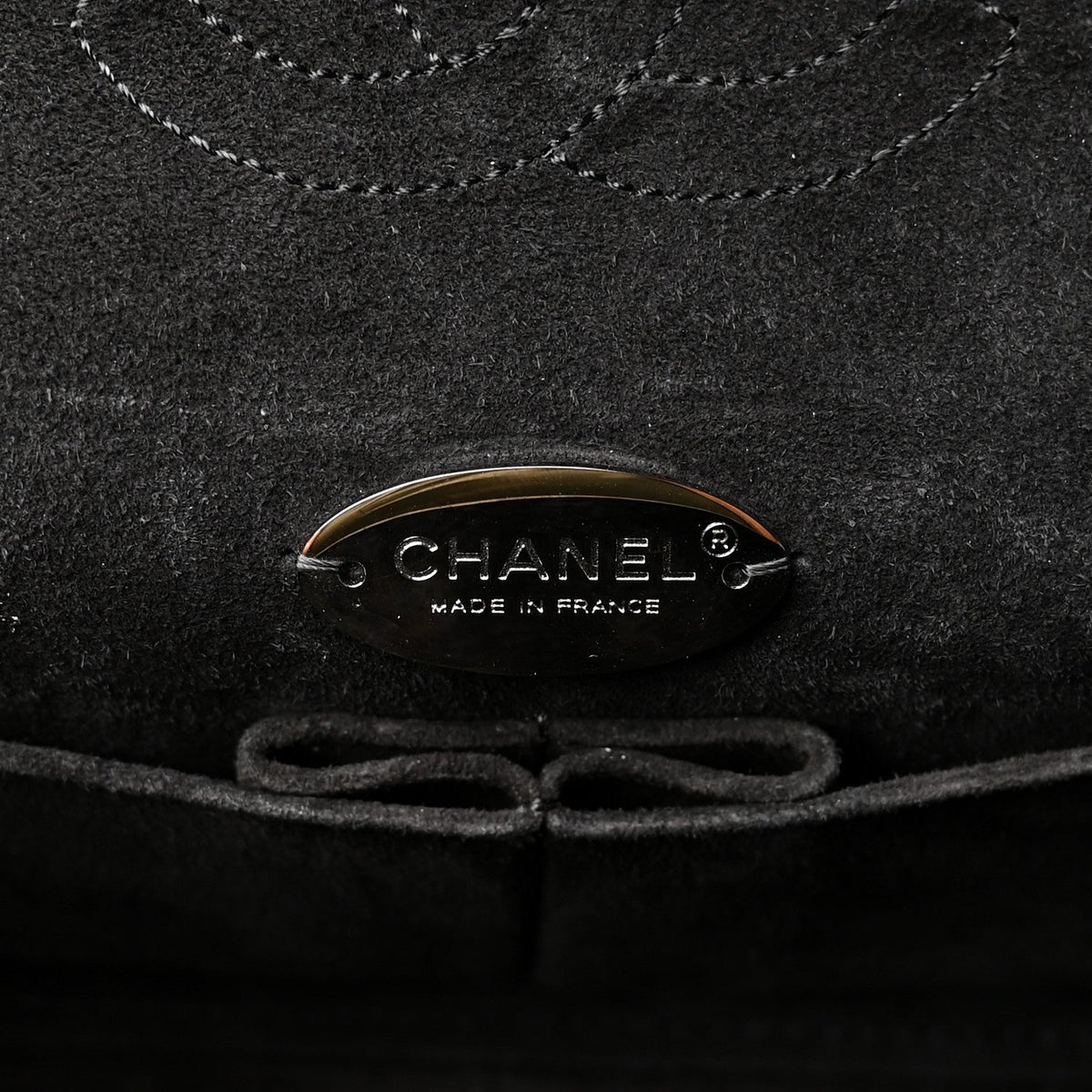 Suede Quilted Medium Double Flap Black