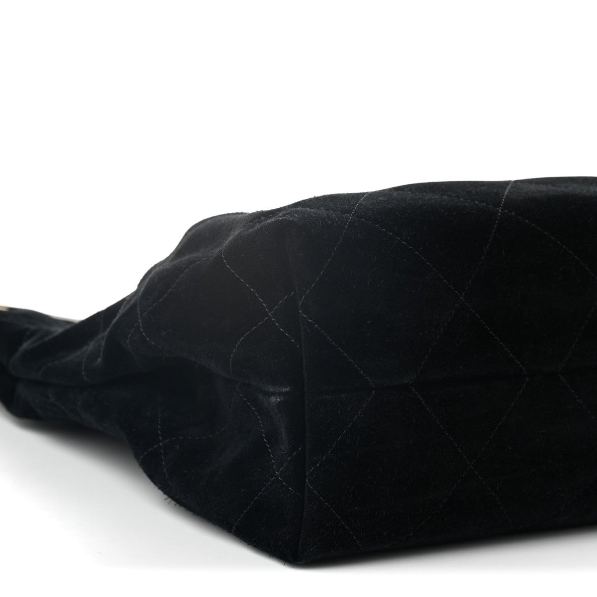 Suede Calfskin Lambskin Quilted Maxi Hobo Black