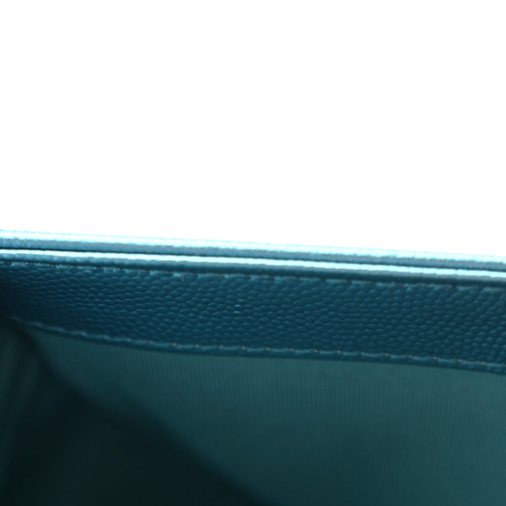 Metallic Caviar Quilted Small Boy Flap Blue