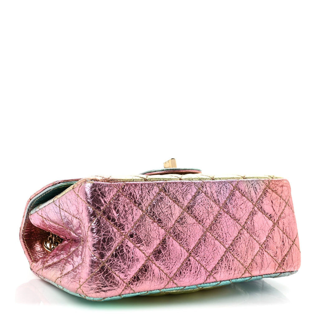 Metallic Goatskin Quilted Mini 2.55 Reissue Flap Multicolor
