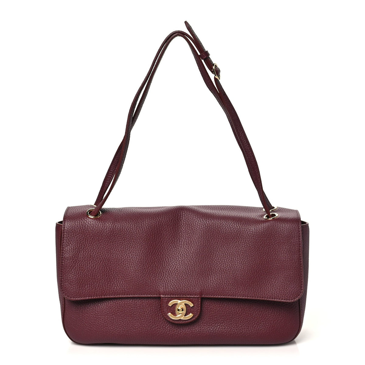 Grained Calfskin Small Souplissimo Maxi Flap Burgundy