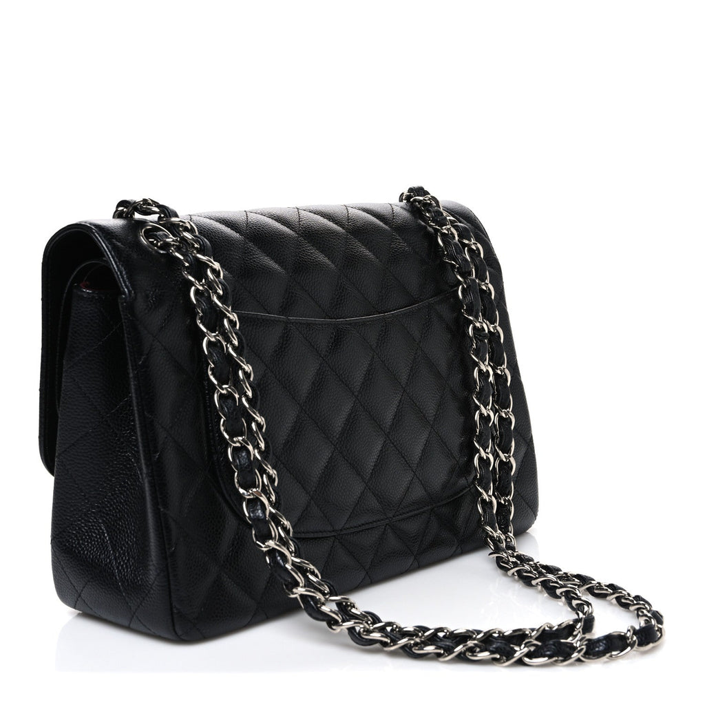 Caviar Quilted Jumbo Double Flap Black