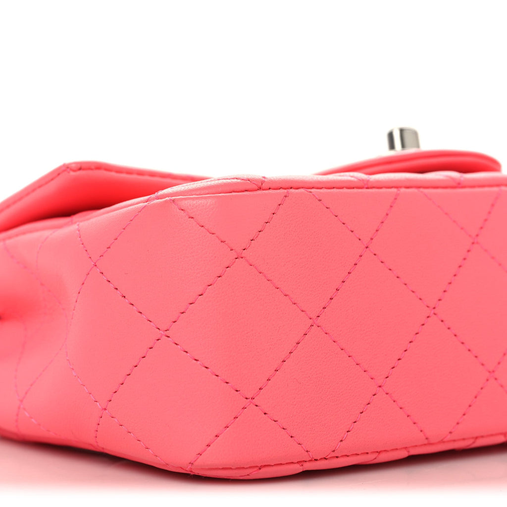 Lambskin Quilted Mini Rectangular Flap Pink