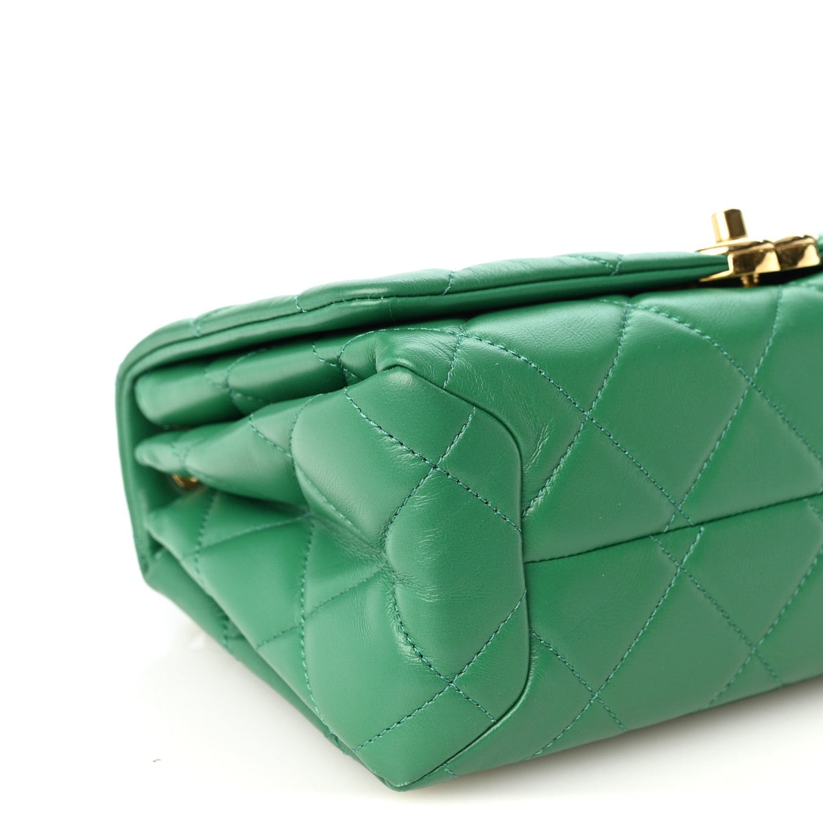 Lambskin Quilted Medium Color Match Flap Green