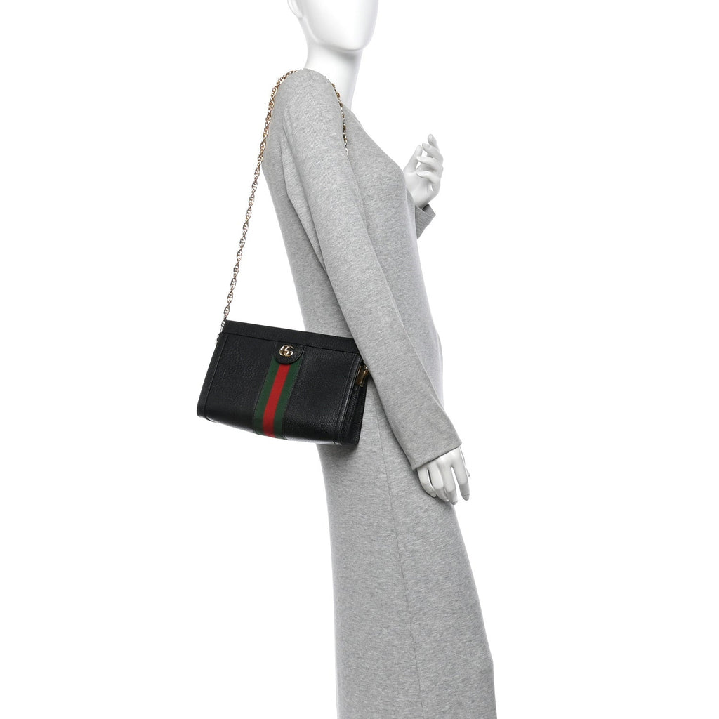 Calfskin GG Web Small Ophidia Chain Shoulder Bag Black