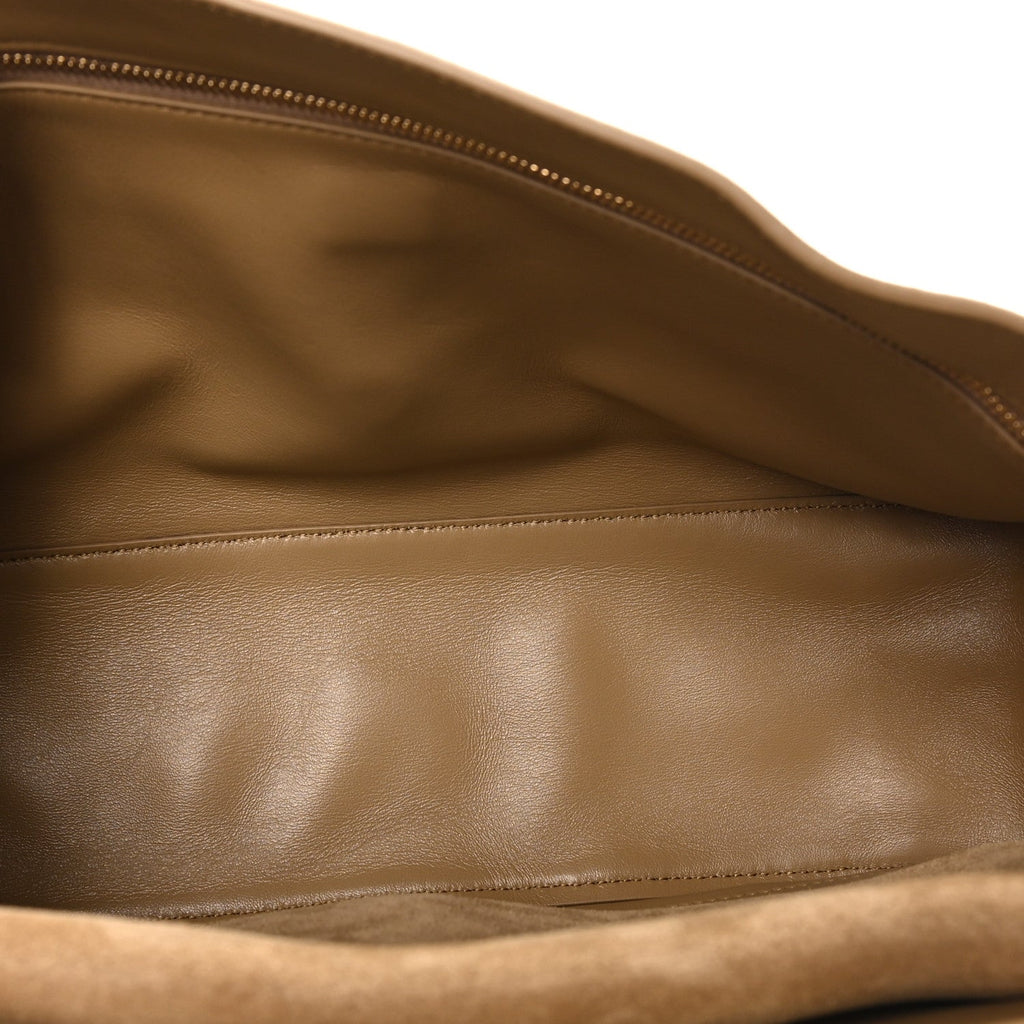 Suede Calfskin Small Souplissimo Maxi Flap Dark Beige