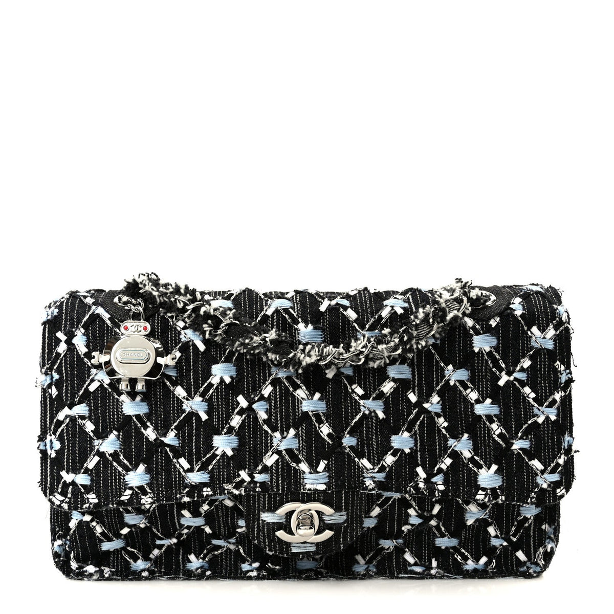 Denim Woven Medium Flap Light Blue