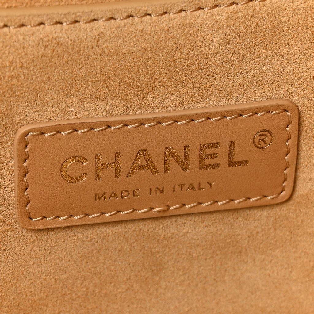Nubuck Caviar Quilted Maxi Shopping Bag Beige