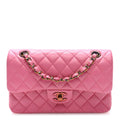 Lambskin Quilted Small Double Flap Pink Yellow
