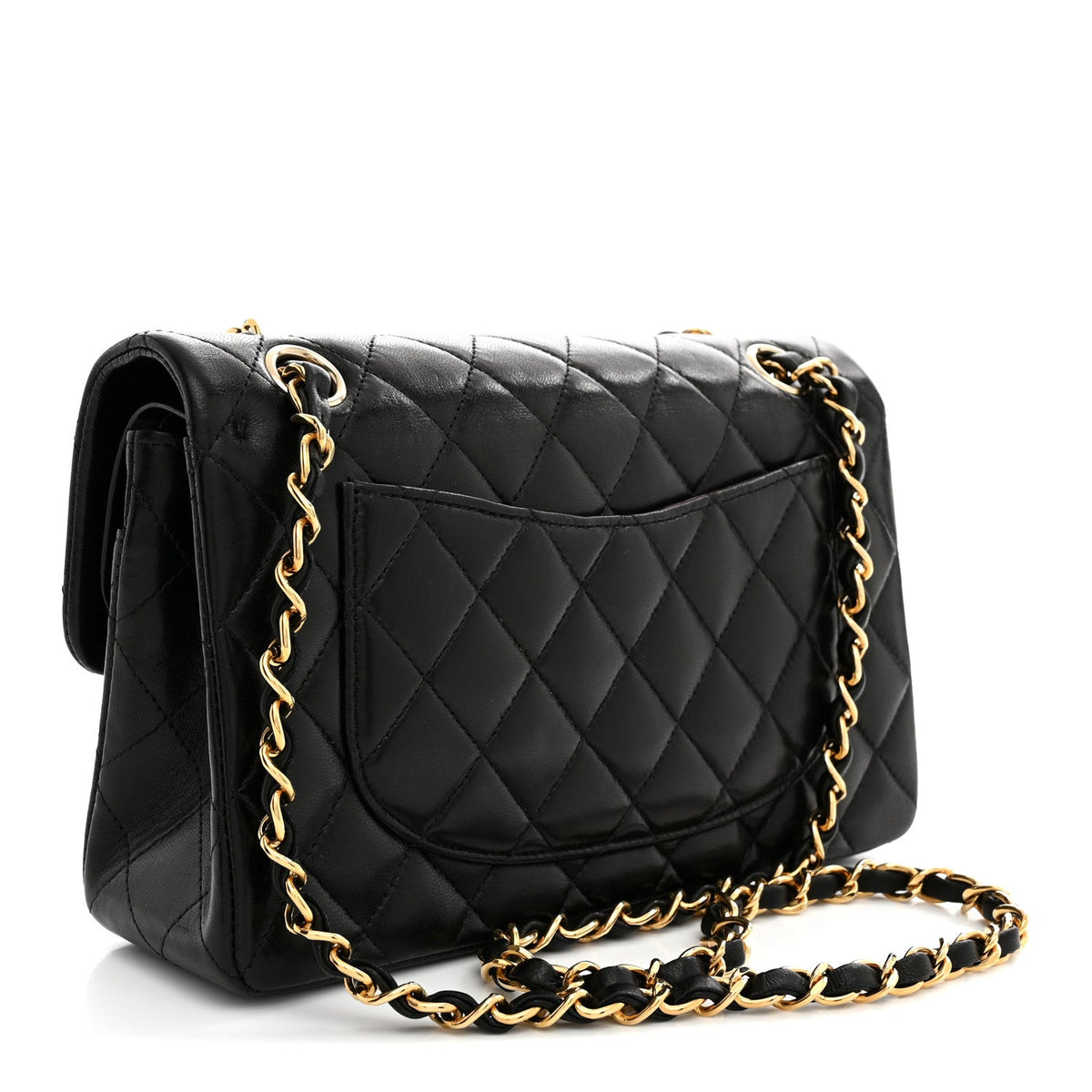 Lambskin Quilted Small Double Flap Black