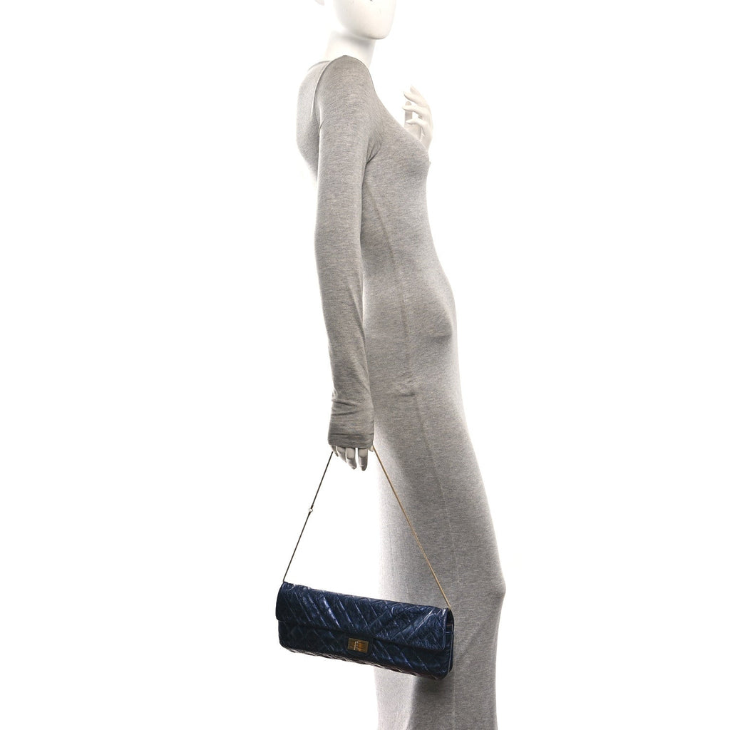 Metallic Calfskin 2.55 Reissue East West Clutch Blue