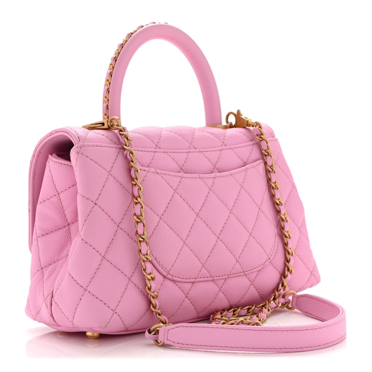 Caviar Quilted Mini Coco Chain Handle Flap Pink