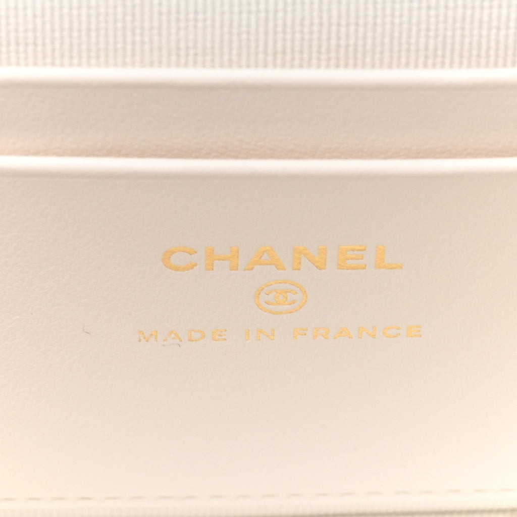 Caviar Quilted Top Handle Slim Vanity With Chain White