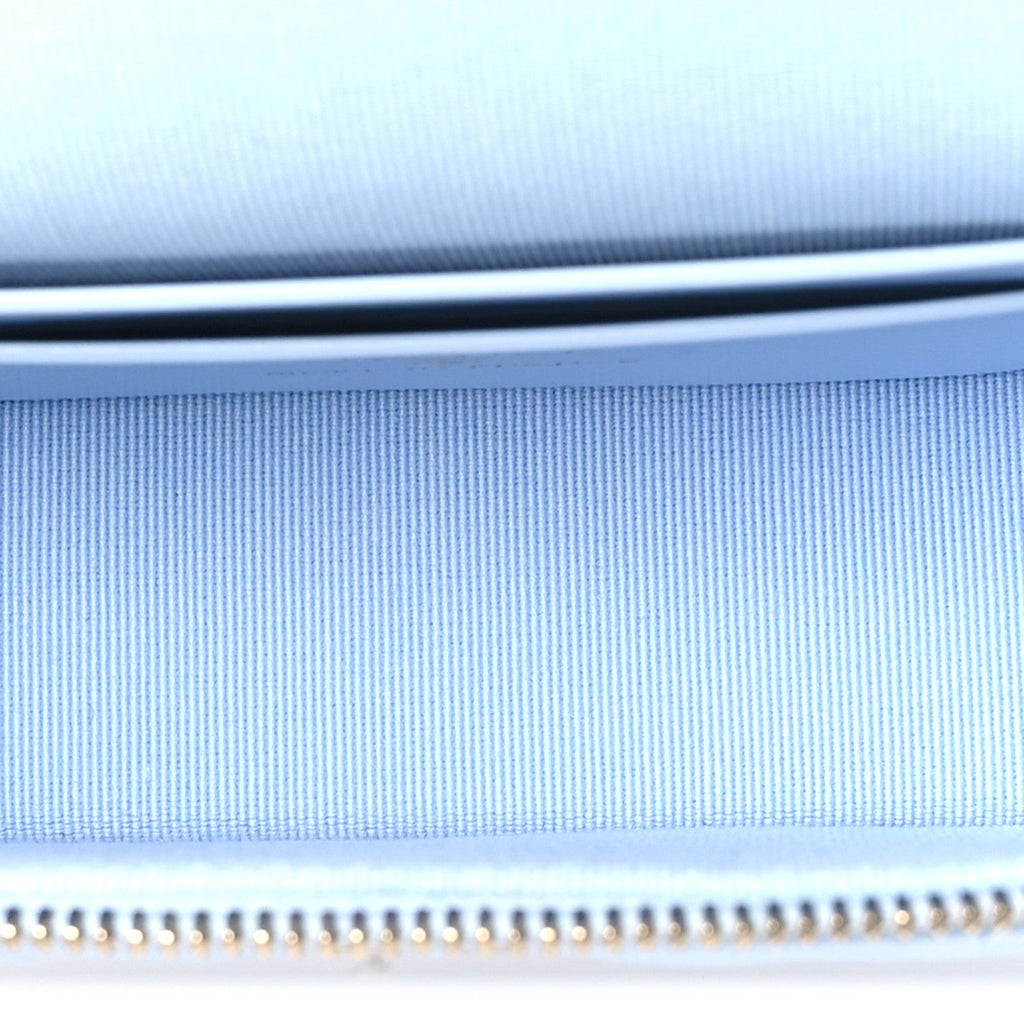 Caviar Quilted Top Handle Slim Vanity With Chain Light Blue