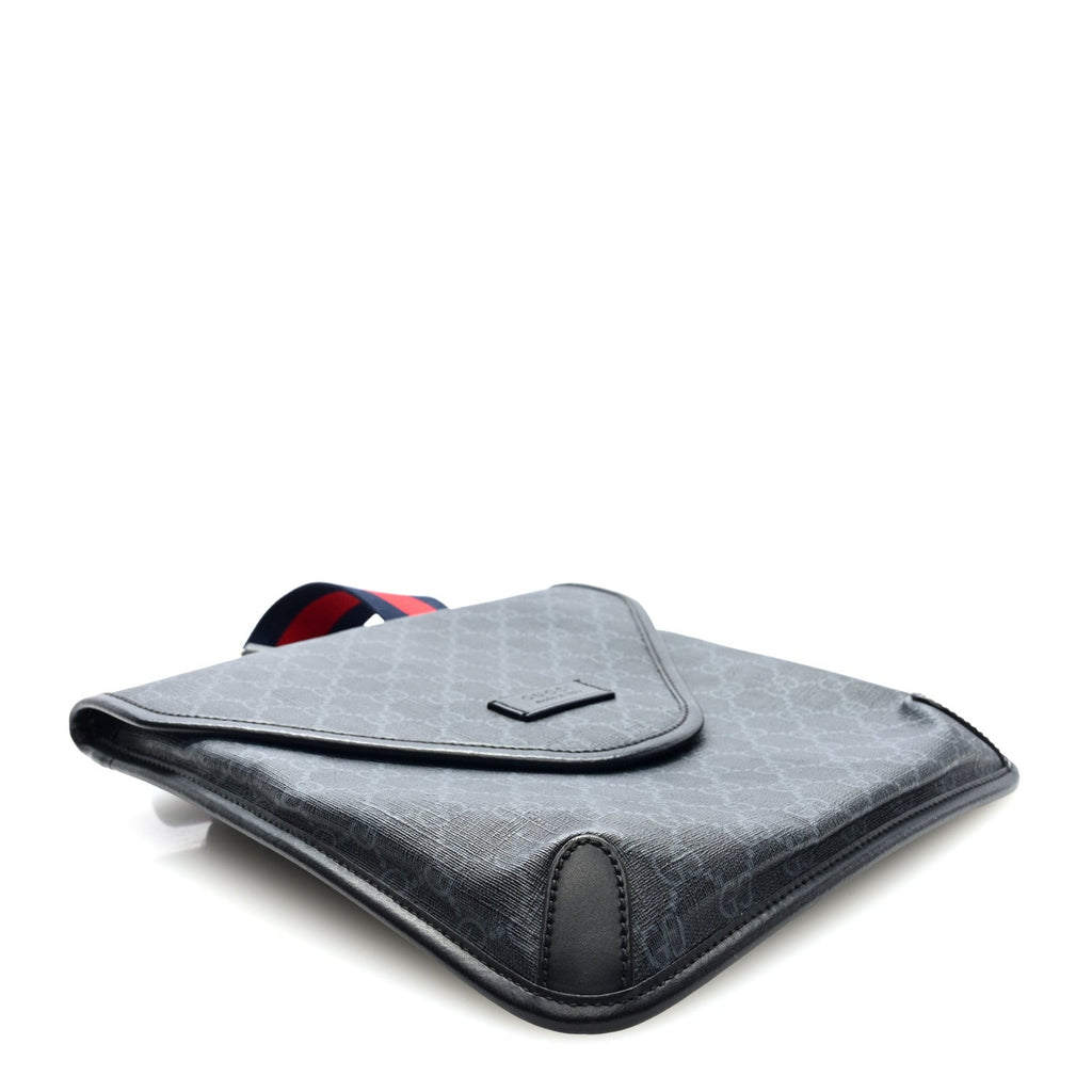 GG Supreme Monogram Web Medium Messenger Bag Black Grey