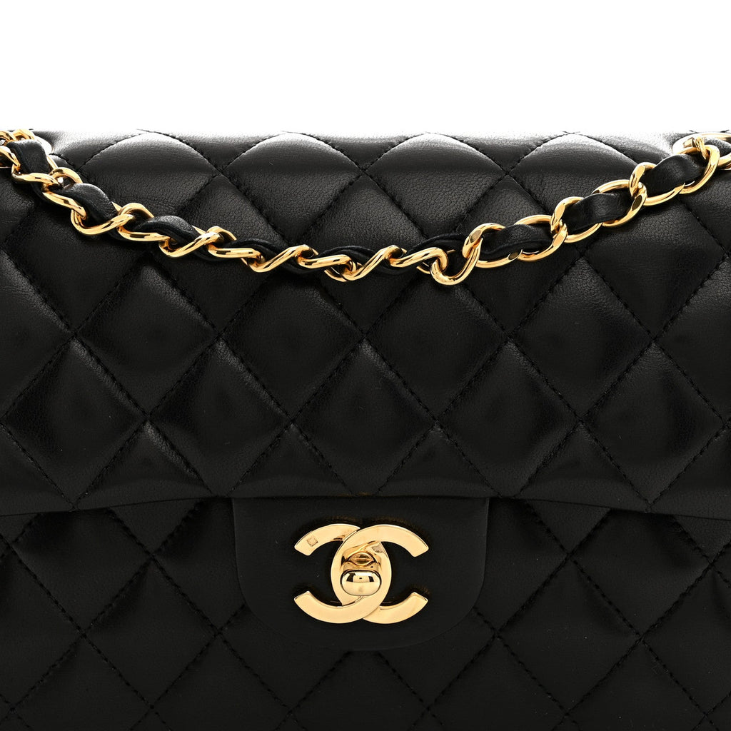 Lambskin Quilted Small Double Flap Black