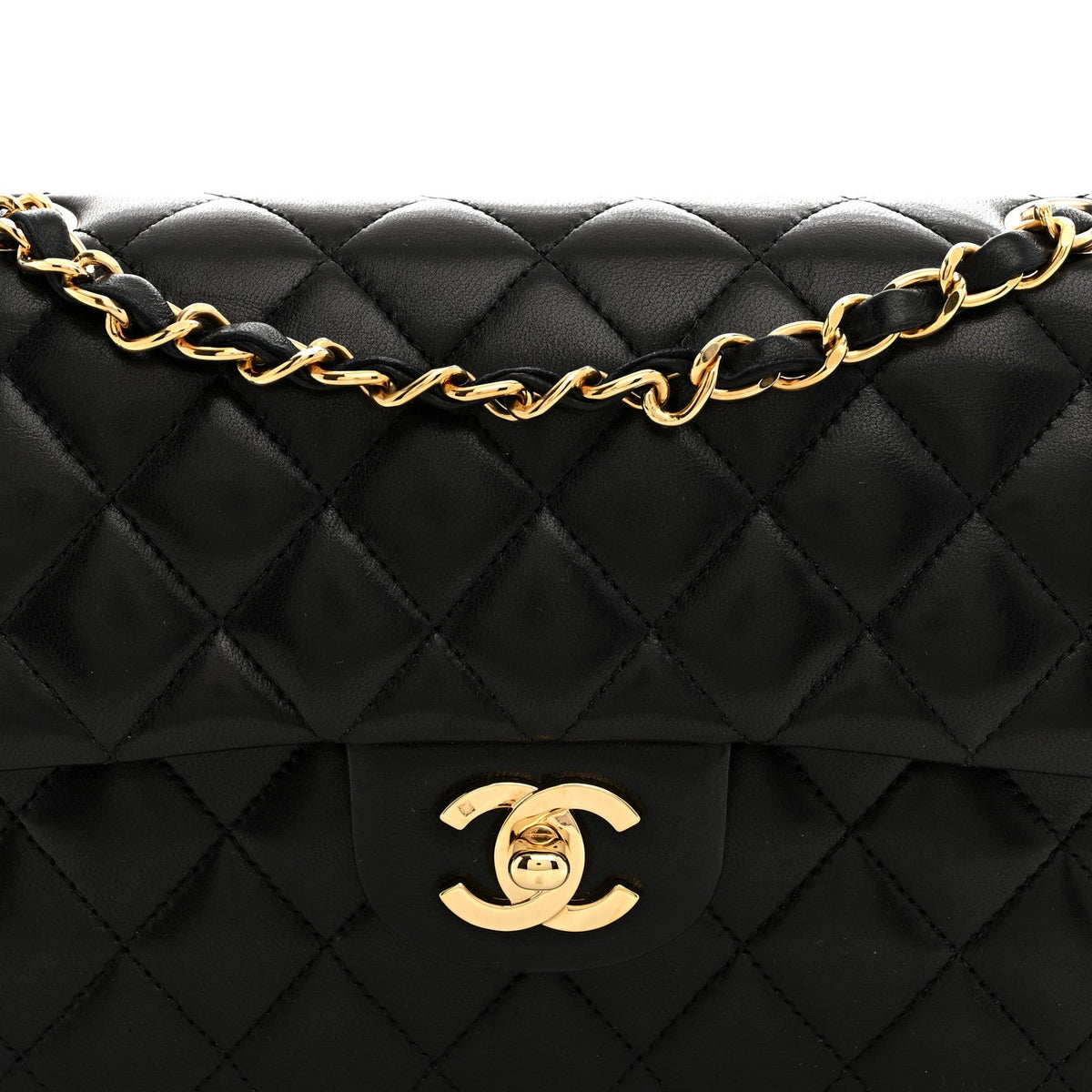 Lambskin Quilted Small Double Flap Black