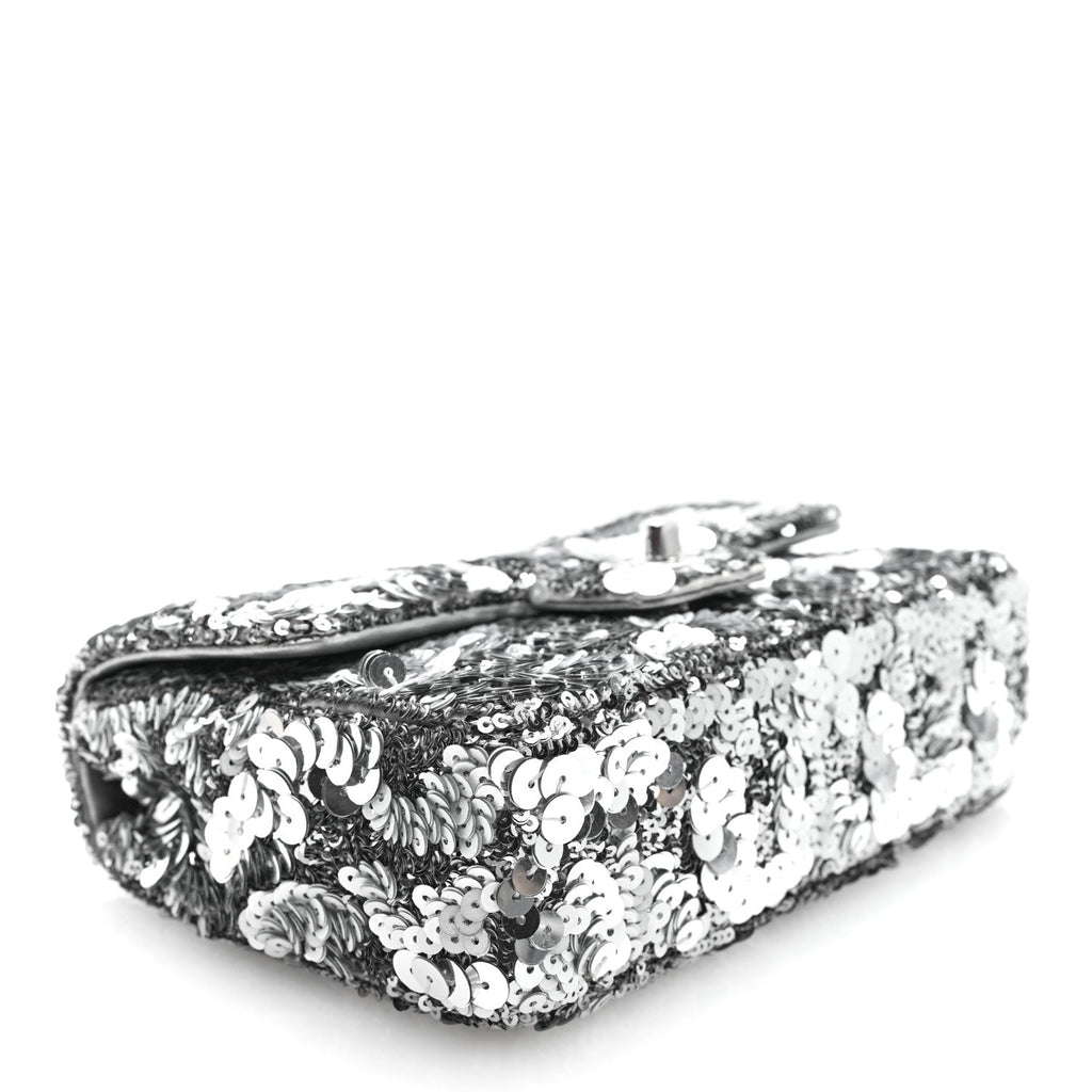 Sequin Mini Rectangular Flap Silver
