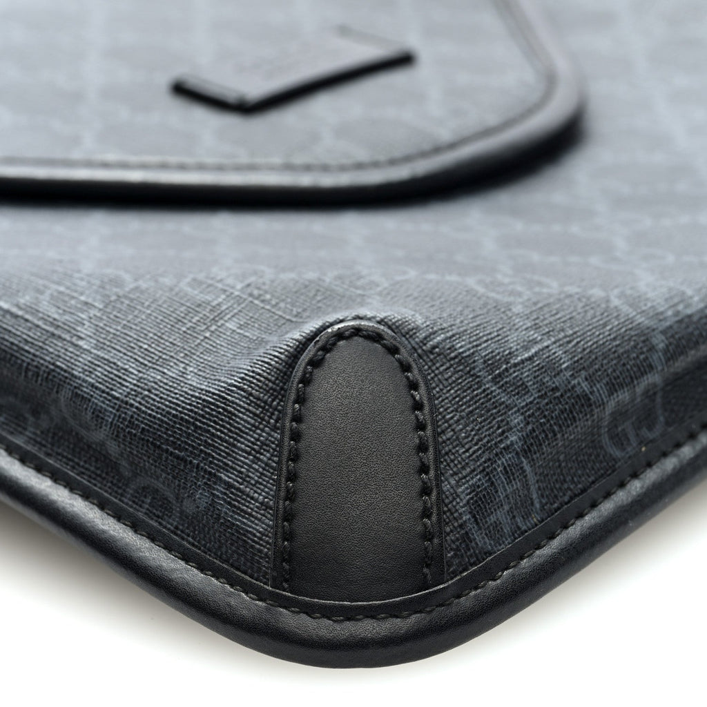 GG Supreme Monogram Web Medium Messenger Bag Black Grey