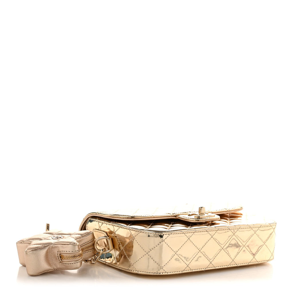 Mirror Calfskin Metallic Calfskin Medium Hollywood Boulevard Flap With Star Coin Purse Light Gold