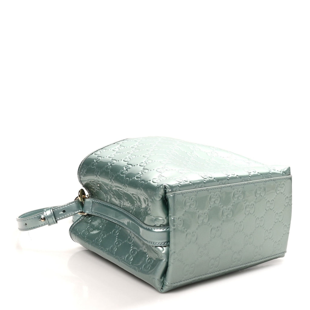 Patent GG Emblem Small Bucket Bag Light Blue